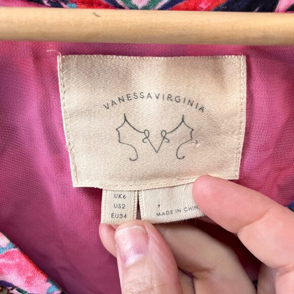 Vanessa Virginia Anthropologie Beaded Mural Maxi Dress With Geometric Print-Sz. - Picture 3 of 6